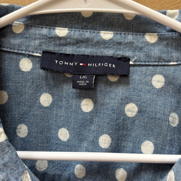 Tommy Hilfiger Classic Long Sleeve Button Down Utility Shirt Chambray Size L - Picture 3 of 13